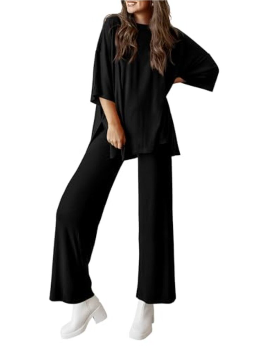 Knitted Lounge Set Wide Leg 2 Piece Tracksuit